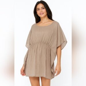 NWT Chinese brand/ Boho/ Beach Tunic/ Cotton &  Tencel/ Gold accents/ Size US L